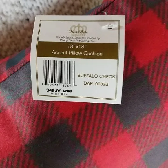 New! Buffalo Check Large Throw Pillow - Picture 3 of 3